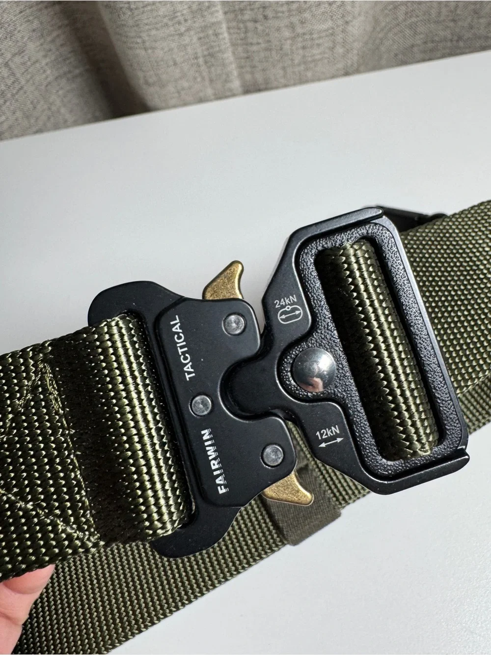 Fairwin Tactical Belt Olive Green Quick Release Buckle with Keychain - Picture 4 of 5